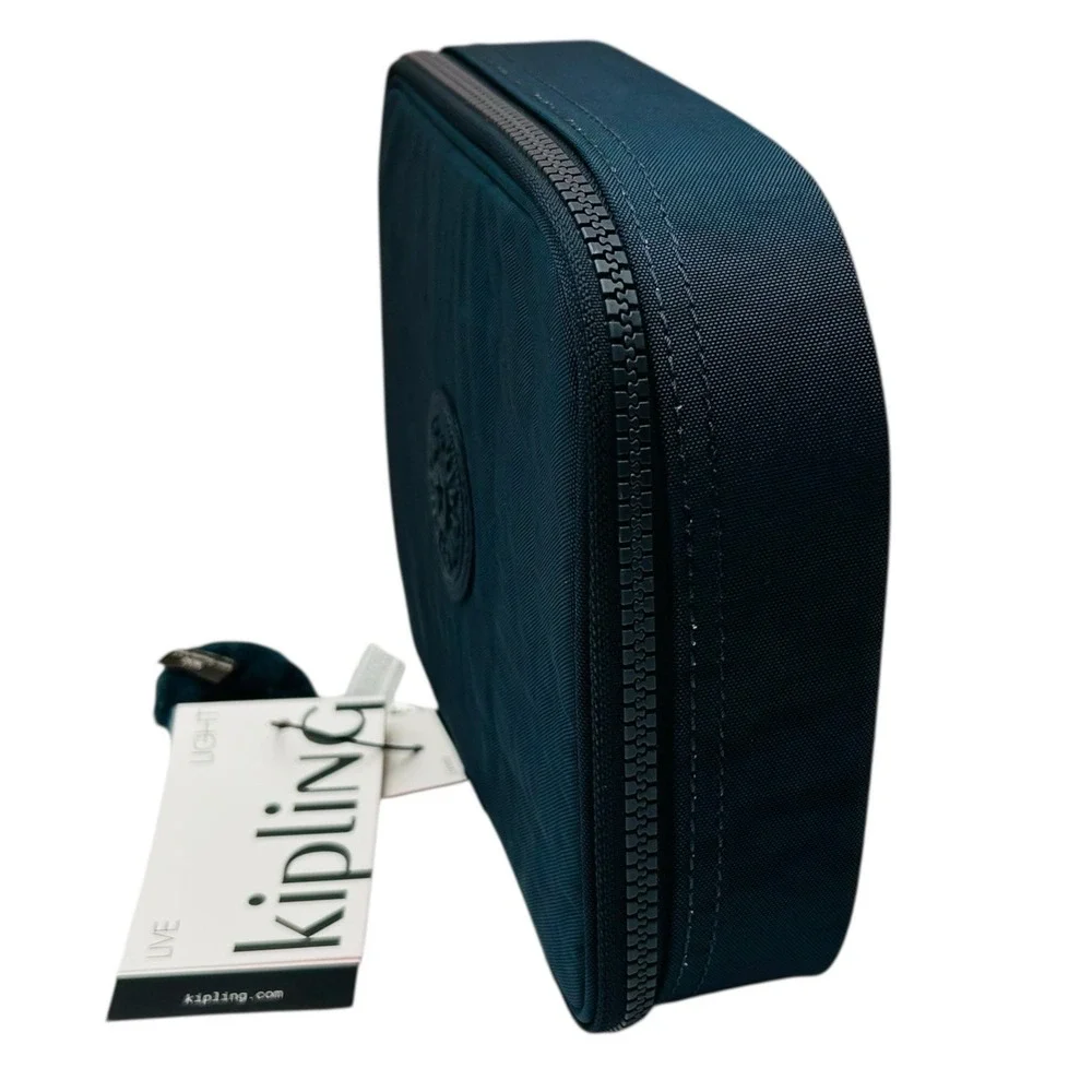 Kipling Zip‎ Around Pencil- Makeup Travel Organizer Pouch Case True Blue Tonal